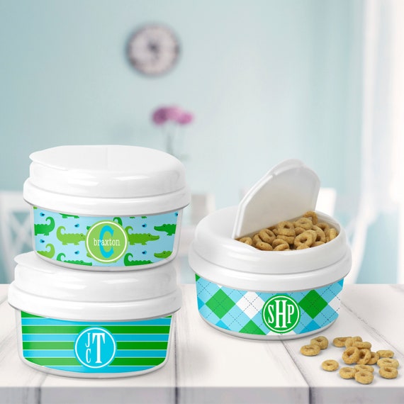 Personalized Snack Containers Monogrammed Customized Holder Gator Boys Collection