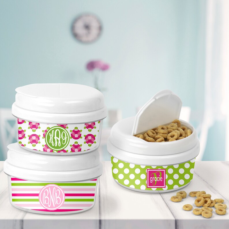 Personalized Snack Containers Monogrammed Customized Totally Turtles Collection