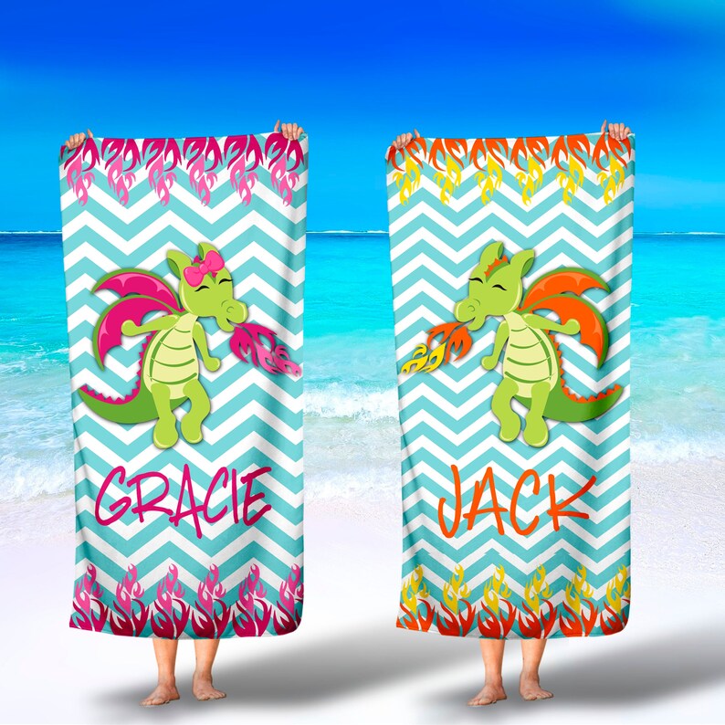 Personalized Beach Towel Dragon Beach Towel Custom Beach Etsy