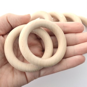 Wooden rings for crafts 60mm(2.36in), unfinished wooden ring, wooden ring for rattles