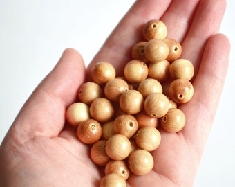 12 mm Natural wooden beads, Unfinished wooden beads, Round wood beads