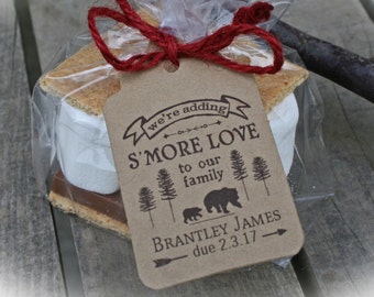 Lumberjack Baby Shower S'More Love Favor Kits-3 TAG COLORS choices w/Bags/Ribbon or twine | Bear Baby Shower Favor |  Kits ONLY