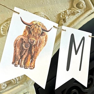 PRINTED Highland Cow Baby Shower Banners, Decorations