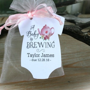 Tea Party Baby Shower Favor Tags | A baby is Brewing Baby Shower Favor Tags | Baby Shower Favor Tags | Listing is for Tags ONLY