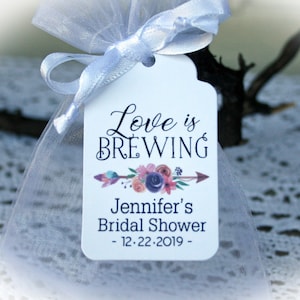 Love is Brewing Bridal Shower Favor | Tea Bridal Shower Favor | Available as Tags ONLY| White or Ivory Cardstock