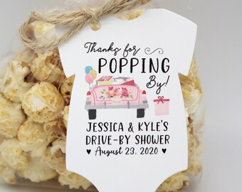 Drive By Girl shower Favors Drive By Baby Shower Favor Tag Thanks for Popping By Drive By Tags ONLY or DIY kit