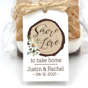 S&#39;Mores Wedding Favor Tags | Smore Love Wedding Favor Kits | Smores Wedding favor kit | DIY Bags/Favor Tag w/twine | Daisy Wedding Favor