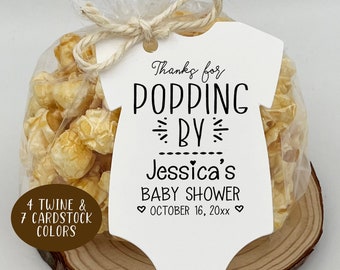Popcorn Baby Shower Favors | Thanks for Popping by Tags Only OR Bags/Tags + Twine | Baby shower Favors for guests - Baby Shower Favors