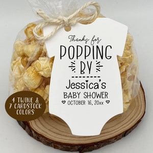 Popcorn Baby Shower Favors | Thanks for Popping by Tags Only OR Bags/Tags + Twine | Baby shower Favors for guests - Baby Shower Favors