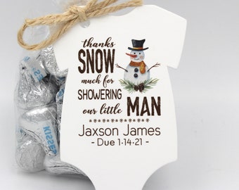 Winter Baby Shower Favor |  Snowman Baby Shower Favor | Thanks Snow Much for showering our little man -Tags ONLY or kit w/Tag/Bag/Twine