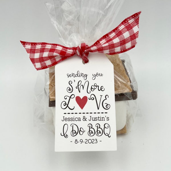 Rehearsal Dinner I Do BBQ Bridal Shower Favors  DIY Bags/Favor Tags w/Check Ribbon-S'Mores Bridal Shower Favors-I Do Bbq-favors not included