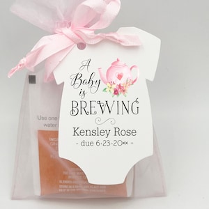 Tea Party Baby Shower Favor Tags | A baby is Brewing Baby Shower Favor Tags | Baby Shower Favor Tags - Tea NOT included