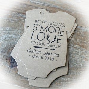 Antler Baby Shower Tags Only OR Bags/Tags + Twine| 3 Tag Colors | S'More Love Baby Shower Favor Tags | Baby shower Favors - Ftsml130-bagLGE