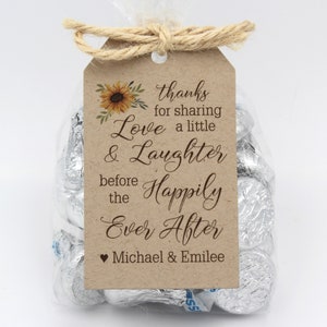 Sunflower Rehearsal Dinner favor kit | Love Laughter Happily Ever After Wedding Favor Kits,  DIY Favor Kits, Wedding Favor Idea -3 tag color