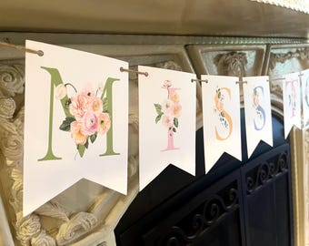 PRINTED Miss to Mrs. Floral Bridal Shower Banners, Decorations
