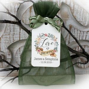 Love is Brewing Bridal Shower Favor | Tea Bridal Shower Favor | Bridal Shower Favor | Tags ONLY or w/organza bags | Bridal Shower Favors