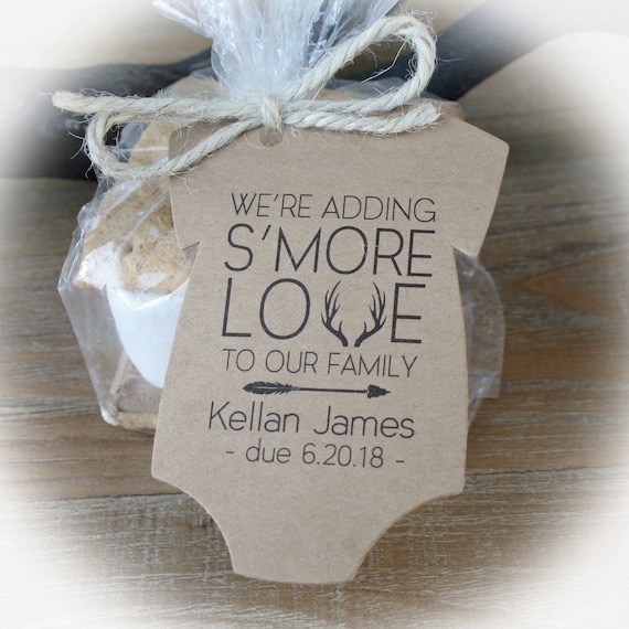Rustic Hunting Baby Shower Tags Only OR Bags/Tags + Twine| 3 Tag Colors | S'More Love Baby Shower Favor Tags | Baby shower|Adding Smore Love