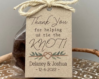 Engagement Party Favor  | Rehearsal Dinner Favors | Thank you for helping us tie the know-3 TAG COLORS DIY Bags/Favor Tags w/twine