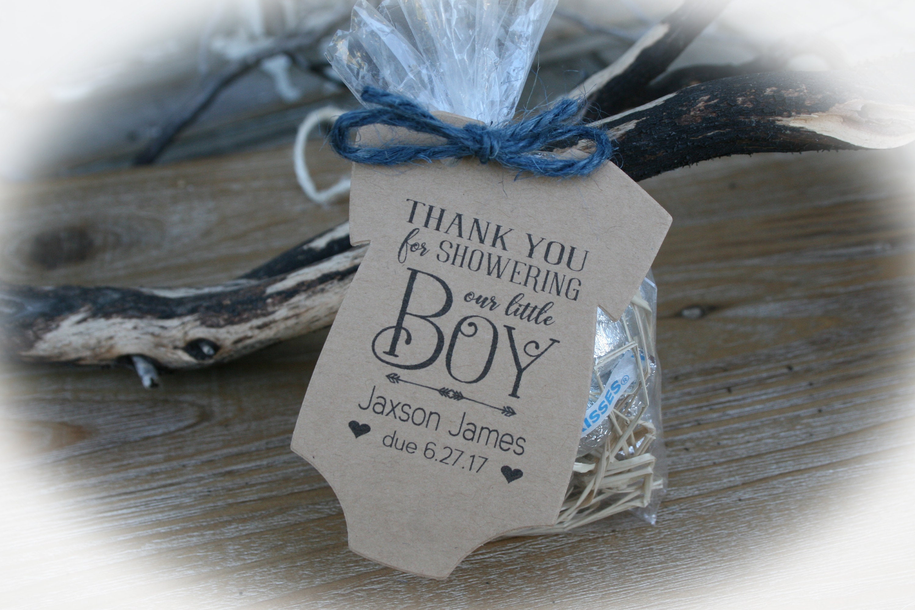 Boy Baby Shower Favor Thank you for showering our little boy Etsy