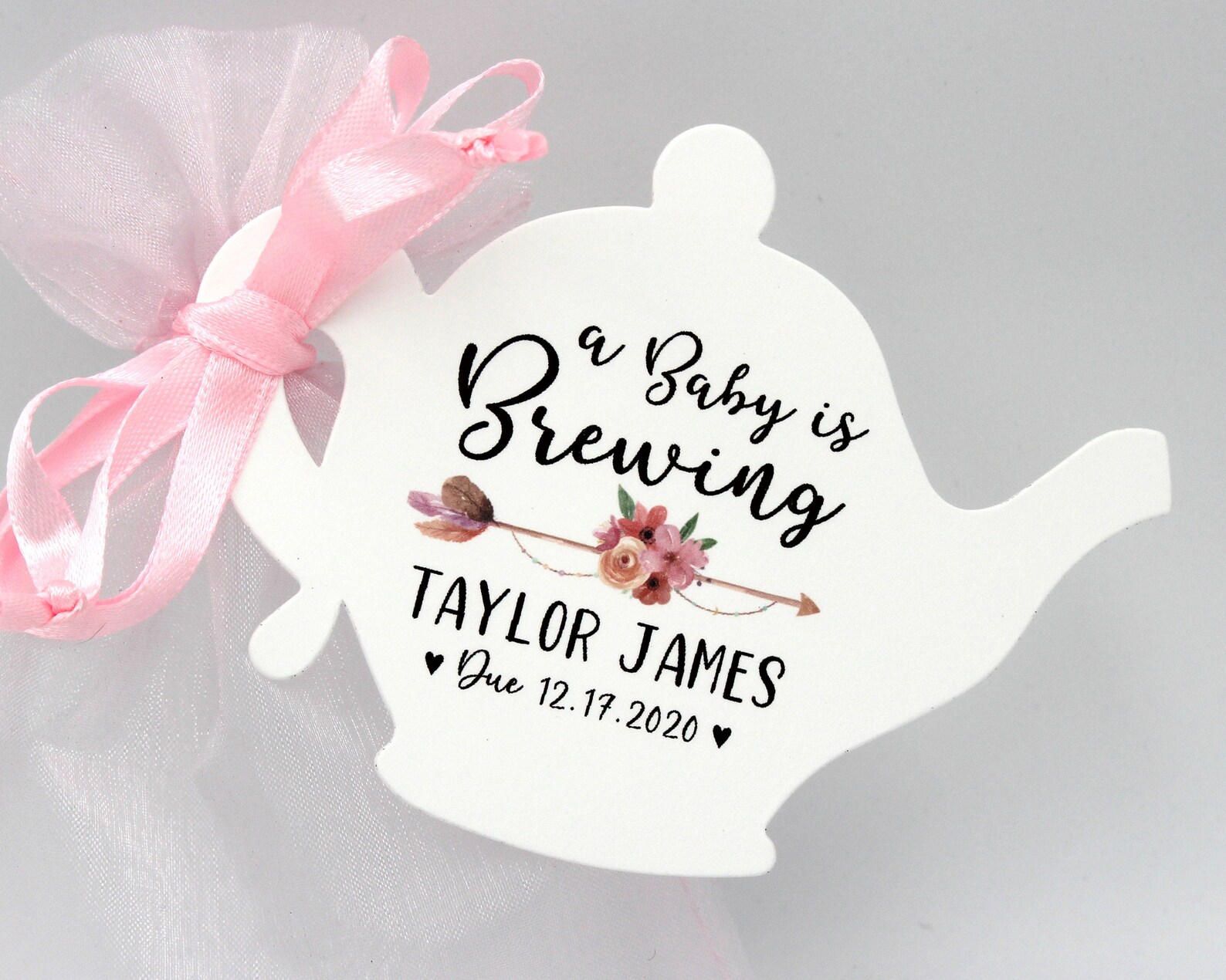 Tea Pot Baby Shower Favor Tag A Baby is Brewing Baby Shower Etsy
