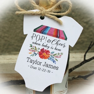 Pop and Cheer MEXICAN Fiesta Champagne Baby Shower Favor | Baby Shower Favor Champagne | Fiesta Baby Shower Favor | Tags only OR Tag/twine