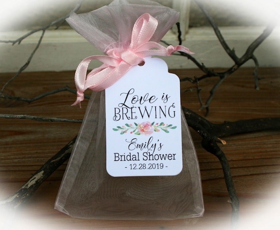 Love is Brewing Bridal Shower Favor Tags| Tea Bridal Shower Favor Tags | Available as Tags ONLY or Tags+Bags