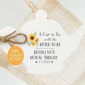 A Cup of Tea with the Bride to Be - Tea Party Bridal Shower Favors | Tags ONLY- TEApot Shape | Bridal Shower Tea-Tea Party Bridal Shower