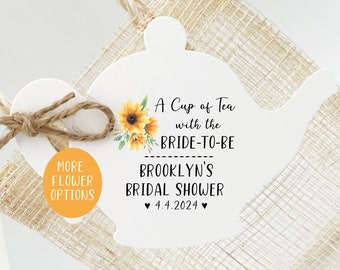 A Cup of Tea with the Bride to Be - Tea Party Bridal Shower Favors | Tags ONLY- TEApot Shape | Bridal Shower Tea-Tea Party Bridal Shower