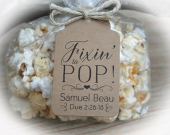 Fixin to Pop Baby Shower Favor Kits or Tags ONLY-| Popcorn favor- DIY Favor Kits or Tags ONLY | Baby shower Favors-Bag