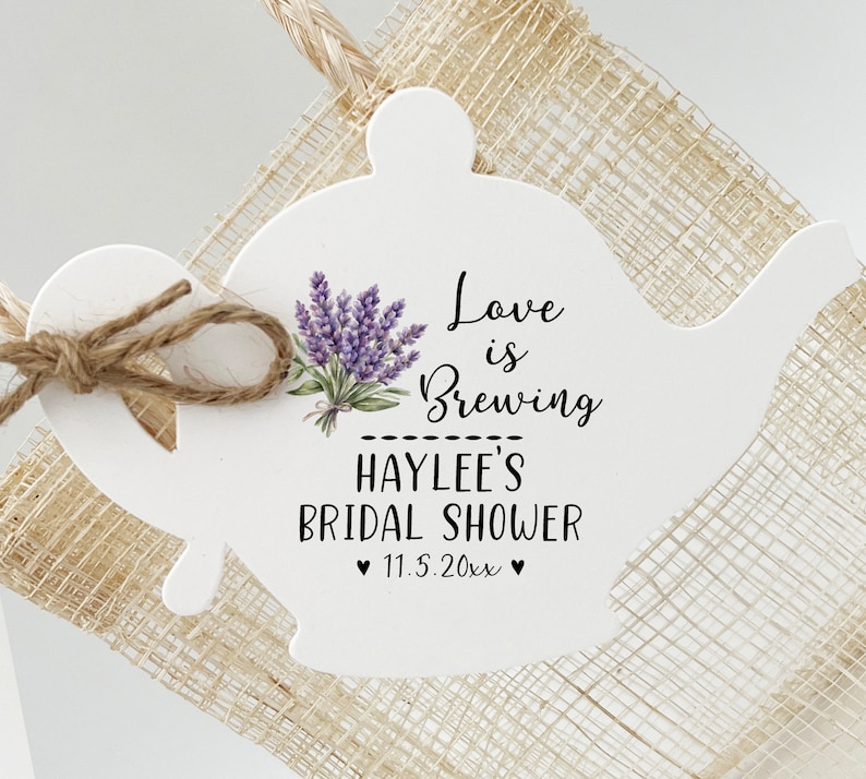 Tea Party Bridal Shower Favors | Tags ONLY- Coffee/Tea Favors | Love is Brewing Favors | Bridal Shower Tea Favors-Tea Party Bridal Shower Lavender Bouquet