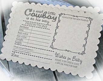 COWBOY BABY Shower Games-set of 20 |  Cowboy Baby Predictions | Western Baby Shower Advice for the Mommy & Daddy | Cowboy wishes for Baby