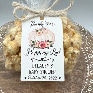 Girl Pumpkin Baby Shower Favor | Thanks for POPPING Baby Shower Favor | Pink Baby Shower Favor | Fall Shower Favor Pink Pumpkin Baby Shower