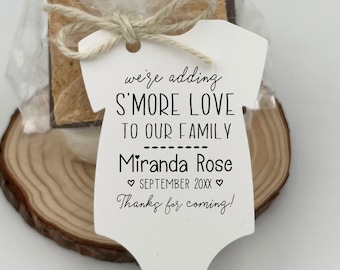 We're Adding S'More Love to our Family Tags Only OR Bags/Tags + Twine| 6 Tag Colors |  Baby Shower Favor Tags | Baby shower Favors