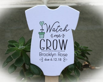Watch Me Grow favor tags or Kits | -Tags ONLY or kits with sticks (NO plants included) | Succulent Baby shower Favor tags-OFTwmg8