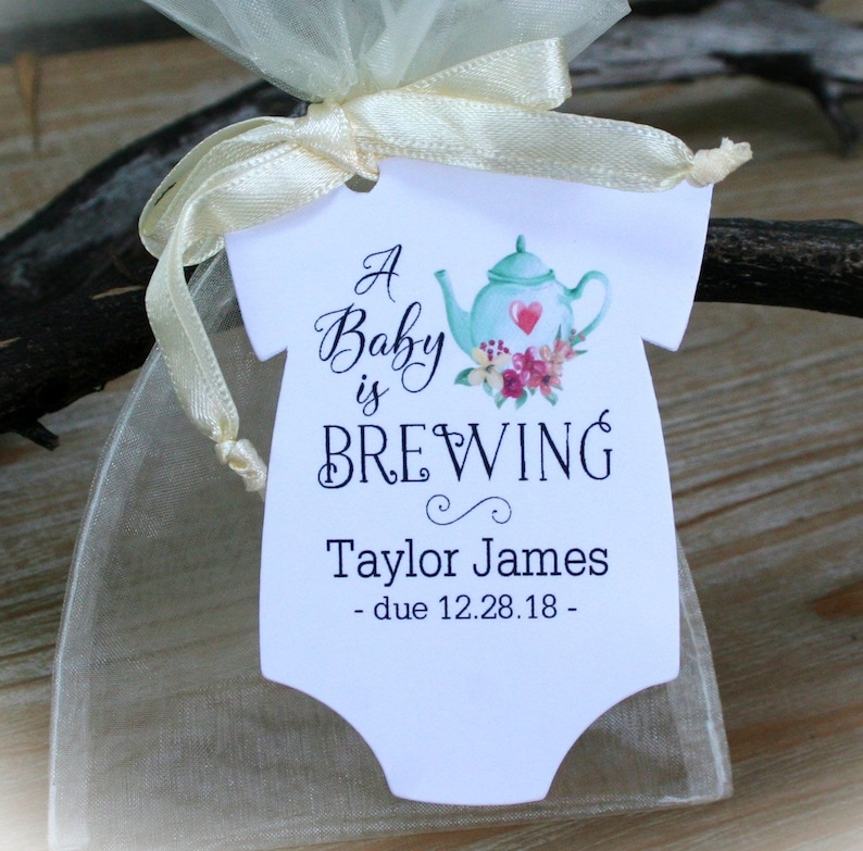 Tea Party Baby Shower Favor A baby is Brewing Baby Shower Etsy