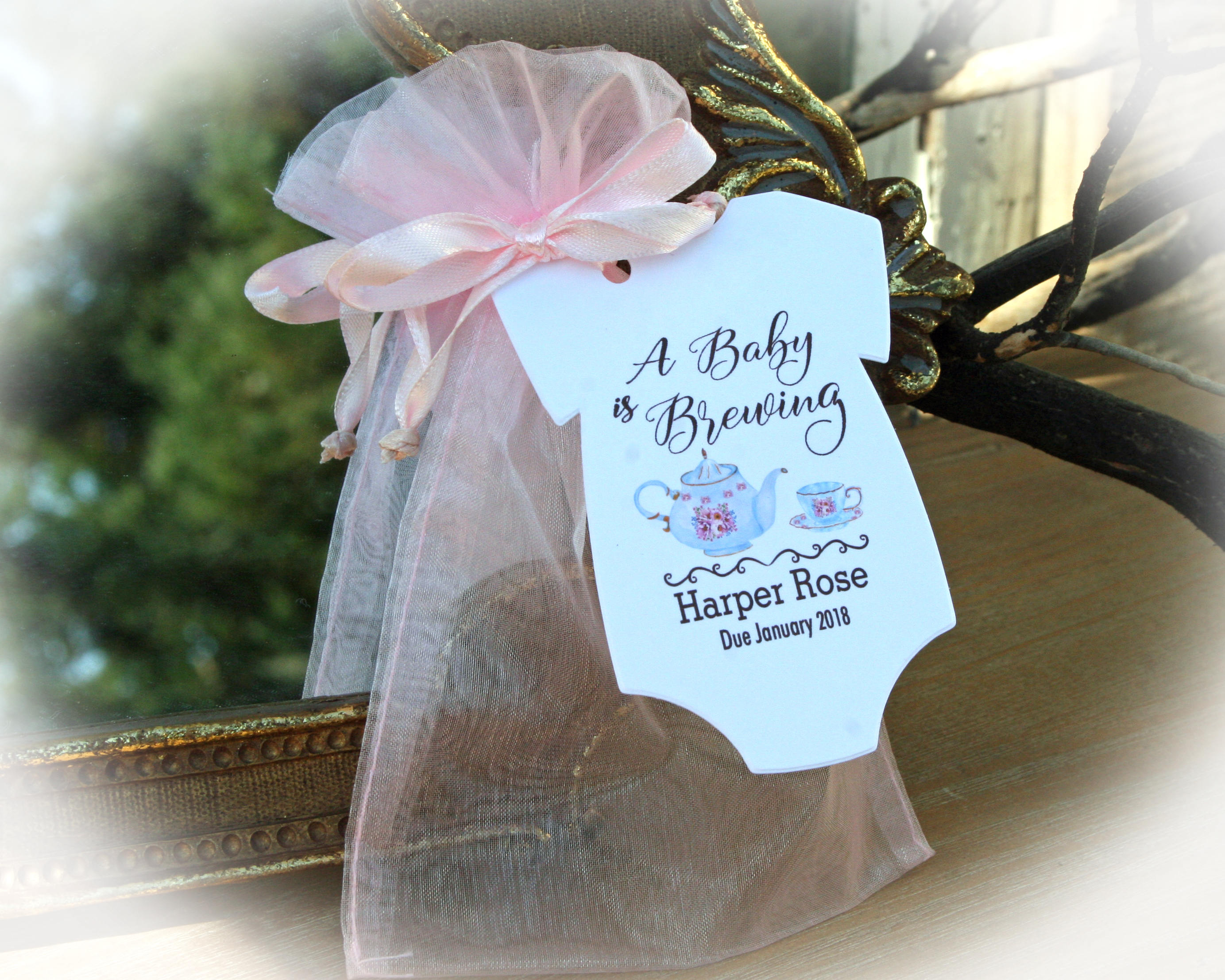 Tea Party Baby Shower Favor A baby is Brewing Baby Shower Etsy
