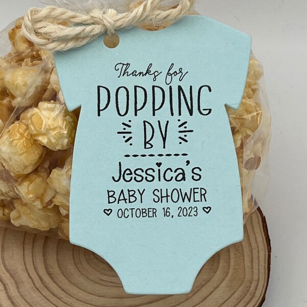 Popcorn Baby Shower Favors Thanks for Popping by Tags Only OR Bags/Tags + Twine Baby Shower Favors Girl Baby Shower Favors Boy