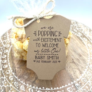 We are Popping with Excitement to Welcome our Little One Popcorn Baby Shower Favor | Popping with Excitement Tags Only OR Bags/Tags + Twine