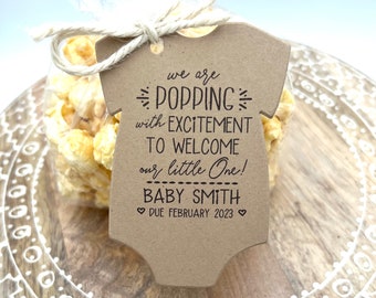 We are Popping with Excitement to Welcome our Little One Popcorn Baby Shower Favor | Popping with Excitement Tags Only OR Bags/Tags + Twine