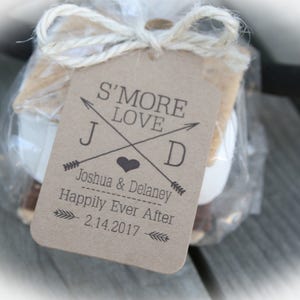 S&#39;Mores Wedding Favor Tags | Smore Love Wedding Favor Kits | Smores Wedding favor kit | DIY Bags/Favor Tag w/Ribbon or twine | Wedding Favor