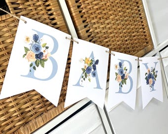 BOY Baby in Bloom Baby Shower PRINTED Shower Banners, Decorations