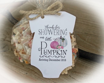 Pink Pumpkin baby shower | Pink PUMPKIN Baby Shower Favor | Tags ONLY or kits w/Bags & Twine | lil PUMPKIN Baby shower | Little Pumpkin baby