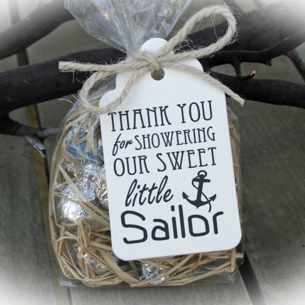 Nautical Baby Shower favor -DIY Bags/ Tags w/Ribbon - Candy Favors- Anchor Baby Shower DIY Kits- Little Sailor Baby Shower