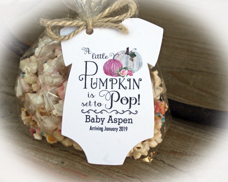 Pink Little PUMPKIN Popcorn Baby Shower Favor Tags Only OR Etsy