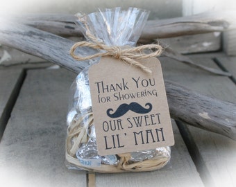 Little Man Baby Shower Favors, DIY Bags/Favor Tags w/Ribbon - Candy Favors- Baby Shower DIY Kits- Mustache Baby Shower