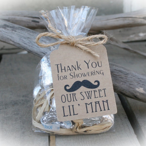 Little Man Baby Shower Favors, DIY Bags/Favor Tags w/Ribbon - Candy Favors- Baby Shower DIY Kits- Mustache Baby Shower