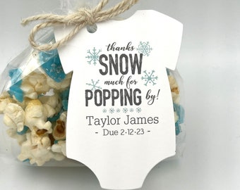 Boy Snowflake Baby Shower Favor |  Winter Baby Shower Favor  | Thanks Snow Much for Popping By -Tags ONLY or kit w/Tag/Bag/Twine