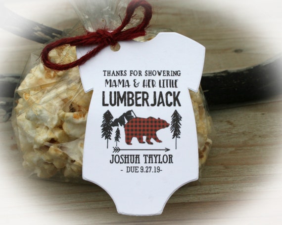 Fall Theme HS Label Lumberjack Baby Shower Favor Label