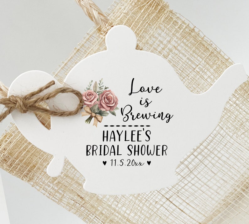 Tea Party Bridal Shower Favors | Tags ONLY- Coffee/Tea Favors | Love is Brewing Favors | Bridal Shower Tea Favors-Tea Party Bridal Shower Dusty Roses