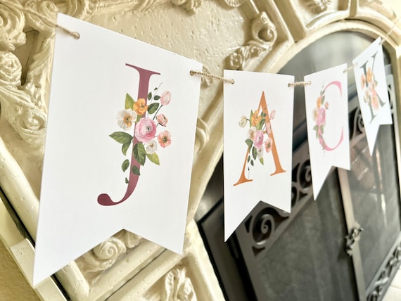 PRINTED Floral Bridal Shower Banners, Decorations